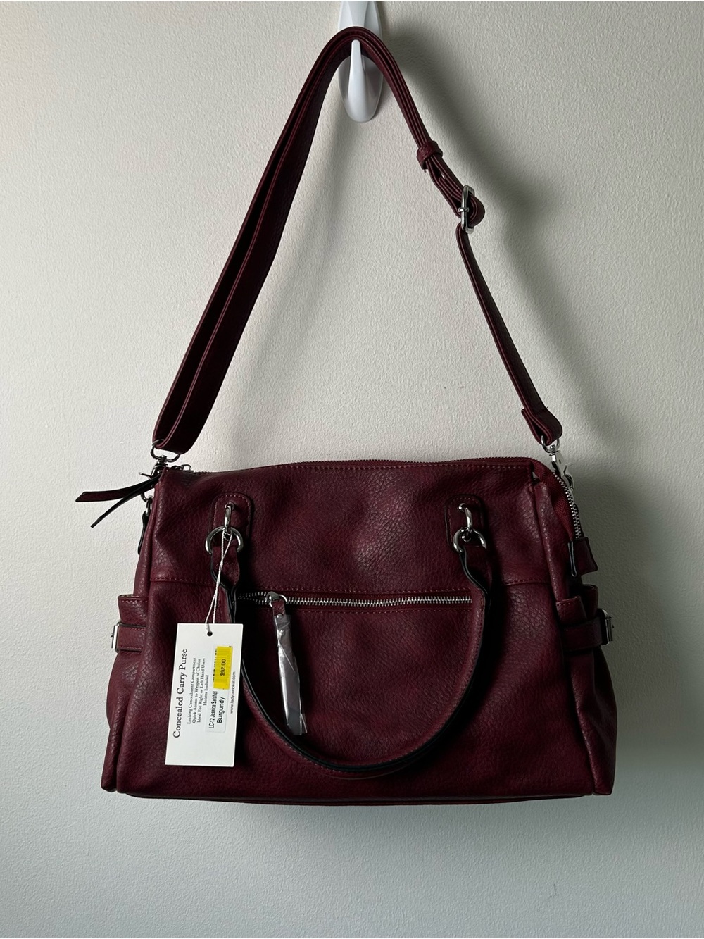 New Lady Conceal Carry Crossbody Bag Burgundy Large Jessica Satchel Gift